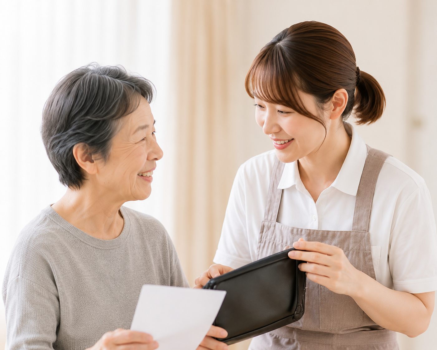 美容師と利用者が打ち合わせをしている様子